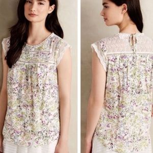 Meadow Rue Anthropologie floral blouse shirt womens size small EUC